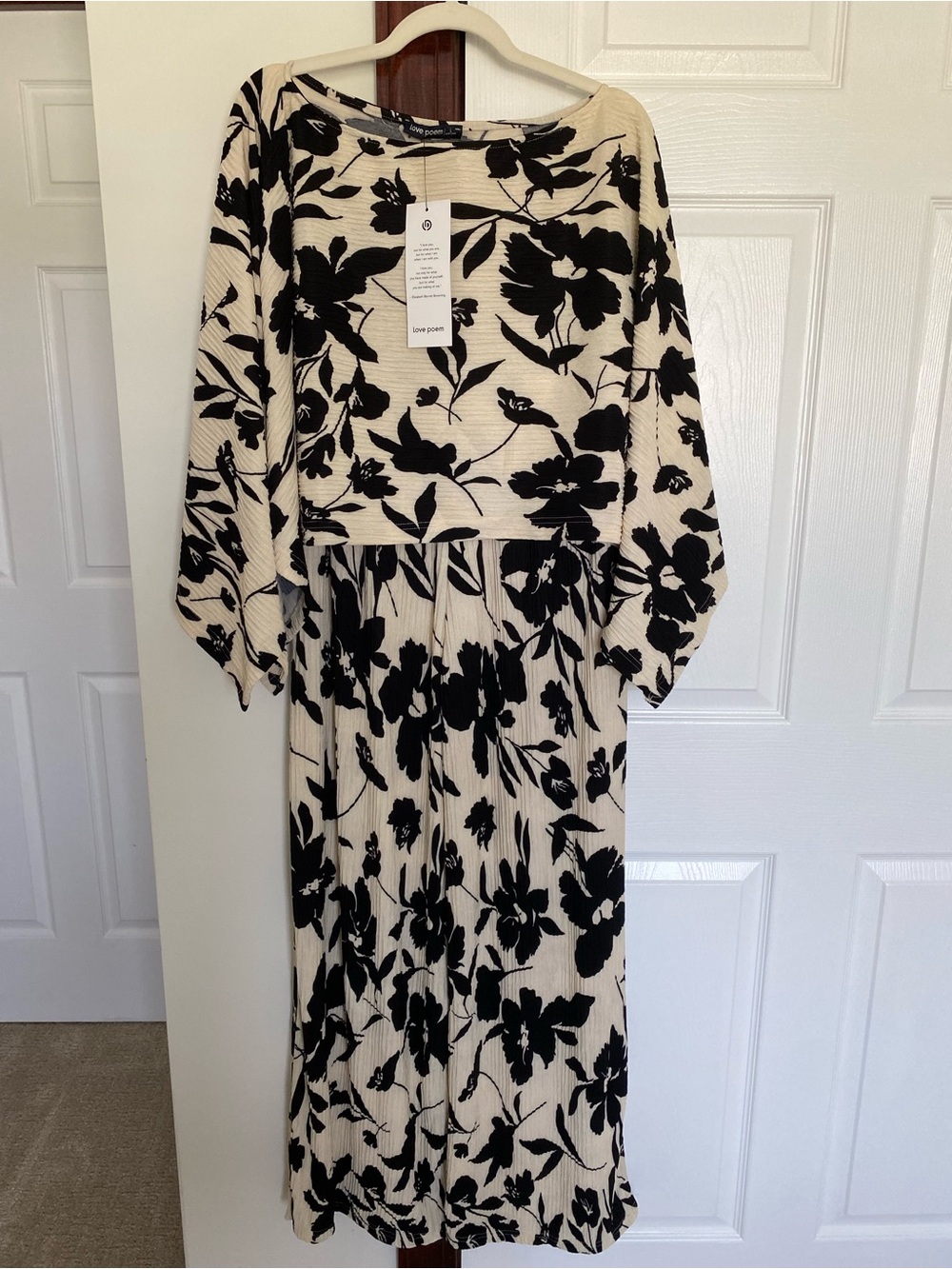 Cream Maxi Dress with Black Floral Print